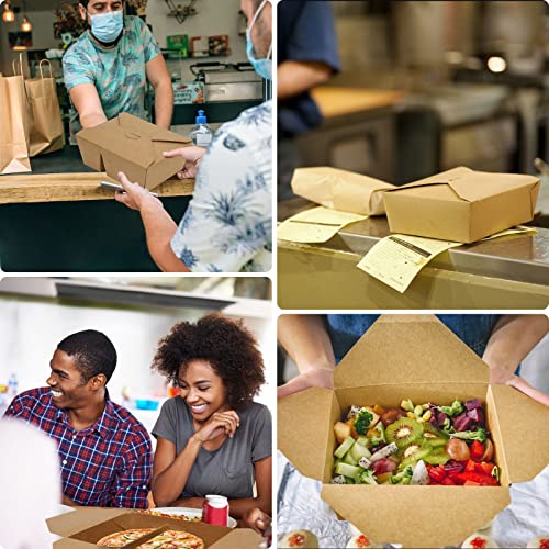 Kaderron 40 Oz 60 Pack Take Out Food Containers Disposable Kraft Paper Food Container 2 Compartment Takeout Box For Food Servicing #TOP4
