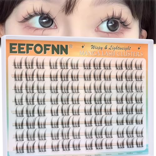 Eefofnn Anime Lash Clusters Manga Eyelash Clusters Doll Eye Lash Extension Natural C Curly Individual Lashes Spiky Cluster Eyelash Extensions Asian Manhua Cluster Lashes Cosplay Lash Extensions