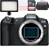 Canon EOS R8 Mirrorless Camera (Body Only) + LED Video Light + Camera Case + 64GB Memory (9pc...