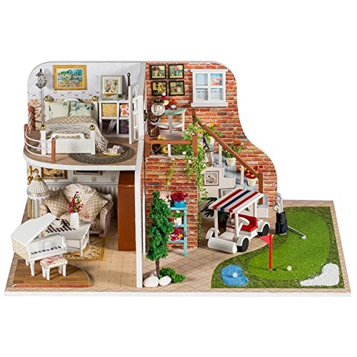 Flever Dollhouse Miniature DIY House Kit Creative Room with Furniture for Romantic Valentine's Gift(Tour of Golf)