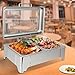BICKKOMG Stainless Steel Food Warmer, Silver Coloured Flip Top Buffet Food Warmer with Foldable Frame Two Warming Trays Inside, Suitable for Banquets, Catering Industry, Buffet Food Warmer