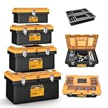 AIRAJ Tool Box,4 IN 1 Stackable Tool Box Set,Portable Lockable Tool Boxes,With Removable Toolbox Organisers,Mini/Small/Large Tool Boxes,Home/Professional,15"+17"+19"+21"