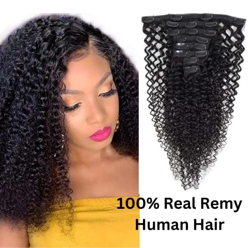 Image of Real 100% Natural Human Remy Culrly 8pcs Clipin Hair Extension Volume Enhancer | Long Length Thickening Soft Lightweight Durable Reusable | Instant Styling Party Daily Wear Damage Free Seamless Blend For Women Girls | Natural Black (10inch Hair Length)