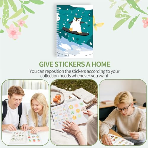 Journal de collection d'autocollants pingouin réutilisable avec 100 feuilles vierges