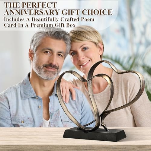 Anniversary Wedding Gifts for Couple Her Iron Heart Sculpture - Image 3