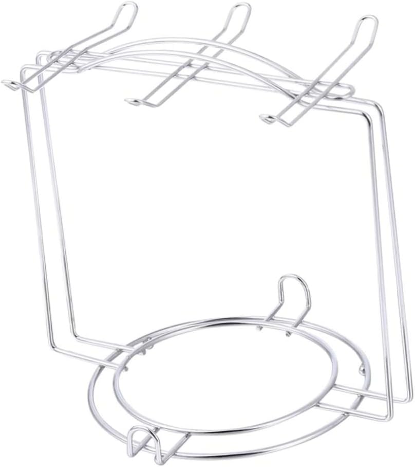 OUNONA Stainless Steel Mug Holder Adjustable Hooks Kitchen Cup Organizer for 4 Cups and 6 Plates Counter Shelf Rack for Home and Office Use