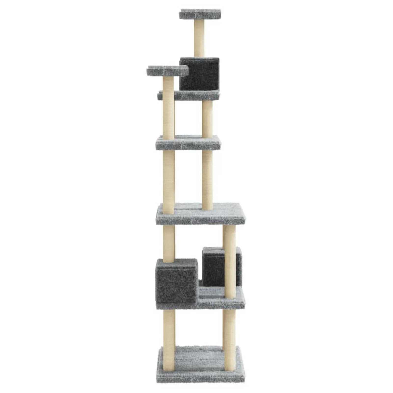 Homgoday Albero tiragraffi in sisal, grigio chiaro, 188 cm, tiragraffi a torre per gatti multilivello, centro attività per gatti da interno
