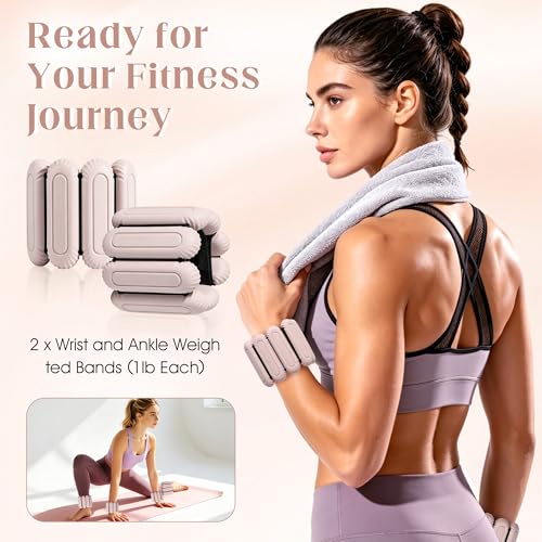 Image of Wrist Weights for Women & Men, 2lb Silicone Wrist Ankle Weights | Adjustable Arm & Leg Weights for Pilates, Yoga, Running,Walking and Strength Training