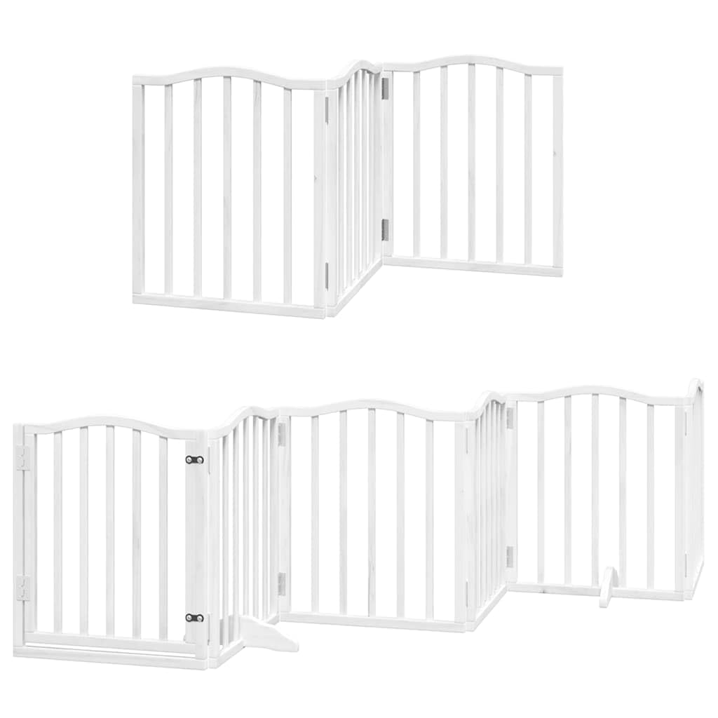 vidaXL Puerta de Perros Plegable 15 Paneles Madera álamo Blanca 750 cm, Puerta para Mascotas, Puerta de Seguridad para Perros, Puerta para Perros de Seguridad