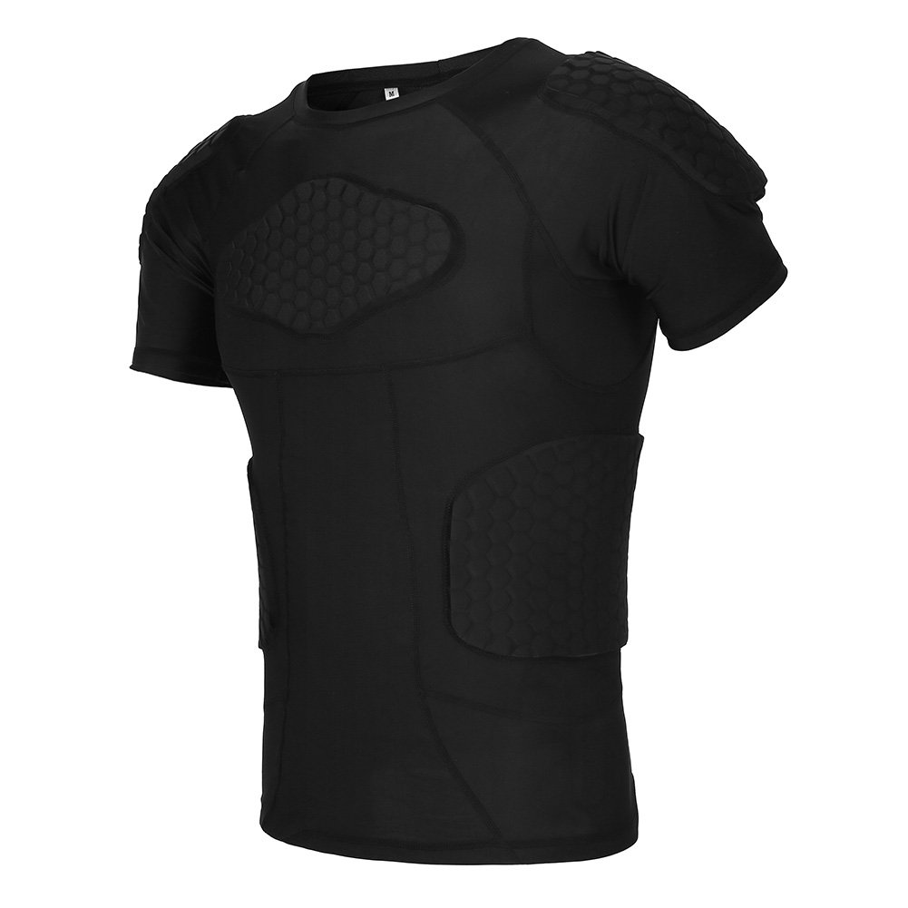Cyrank Équipement de Protection de Football, Chemise de Compression rembourrée pour Homme, Gilet d'entraînement, Pantalon, Chemises de Sport Anti-Collision, Short pour Basket-Ball