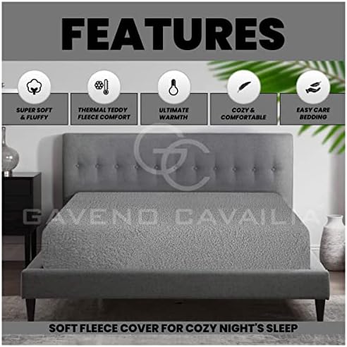 Teddy Fleece Fitted Bed Sheet Plain Thermal Warm Soft Luxury Bedding, Silver - King
