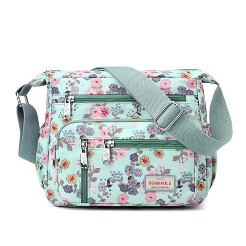 Image of Crossbody Bag for Women Nylon Multi pockets Shoulder Bag Waterproof Floral Messenger Satchel Purses and Handbags