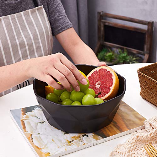 Bruntmor Geometric Ceramic 60 Oz Bowls - Oven To Table Bakeware Bowls - Elegant Matte Serving Bowls For Soup, Cereal, Salads, Pasta, Dessert & Snack Bowls - Oven Safe Bake And Serve Bowls, Black #TOP7