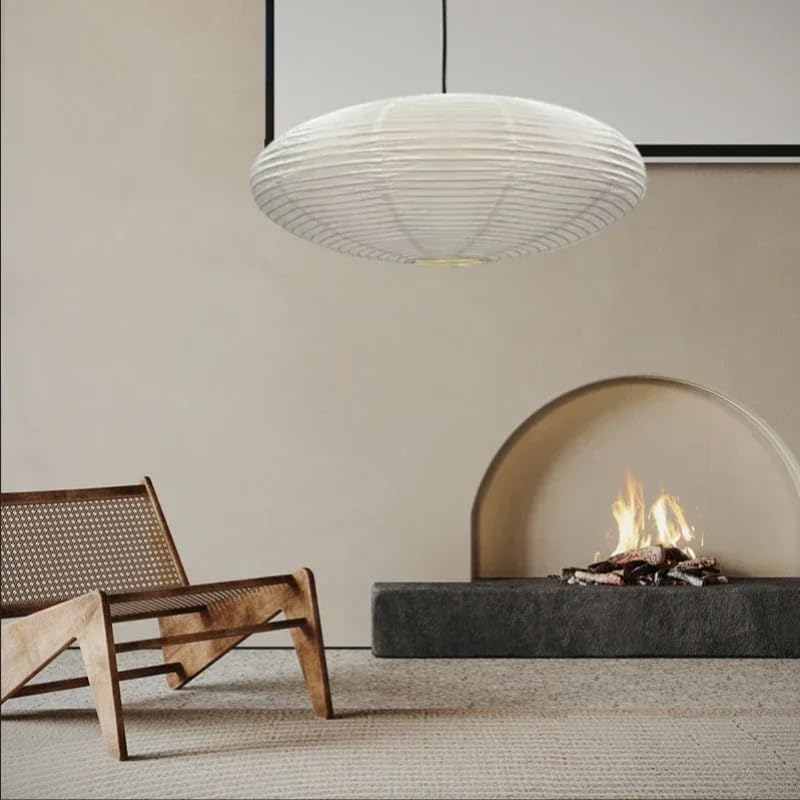 Wisząca lampa wisząca z papieru ryżowego lampa wisząca do salonu jadalni sypialni (średnica 60 cm, ciepłe światło)