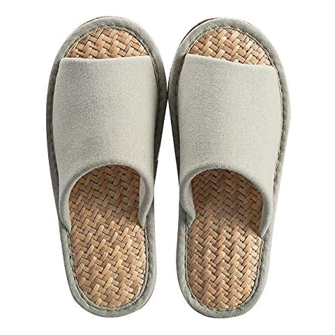 MOONSIYU Women Summer Straw Weaving Cotton Open-toe Home Slippers Mens Casual Flax Soft Non-Slip Light EVA Sole Shoes (Beige, 5.5/6 UK 39/40, numeric_5_point_5) Cover