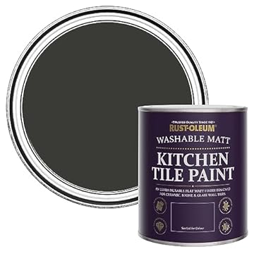 Rust-Oleum Black Water-Resistant Kitchen Tile Paint in Matt Finish - Dark Magic 750ml