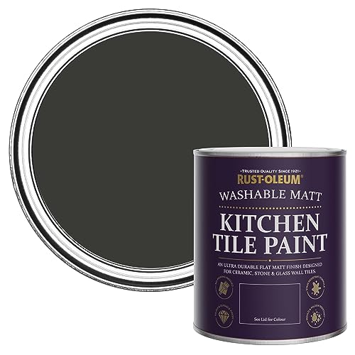 Rust-Oleum Black Water-Resistant Kitchen Tile Paint in Matt Finish - Dark Magic 750ml