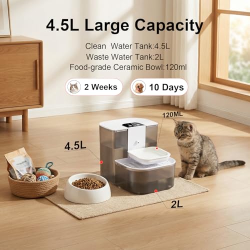 Fuente de Agua para Gatos y Perros, Cerámica, 4.5L + 2L miniatura 4
