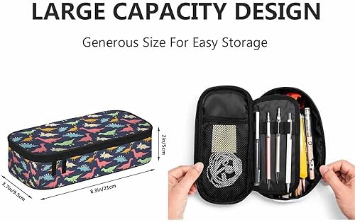 Miniatura 2 de Yekiua Estuche de lápices de dinosaurio de dibujos animados Dino de gran capacidad bolsa de maquillaje de oficina universidad bolsa de maquillaje