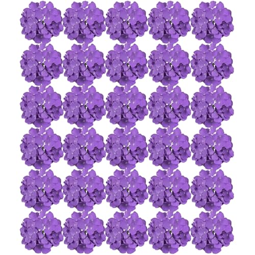 FagusHome Silk Hydrangea Heads 30 Pcs Artificial Flowers Only Heads No Stems Fake Hydrangea Flowers for Home Wedding Decor No Stems (Purple)