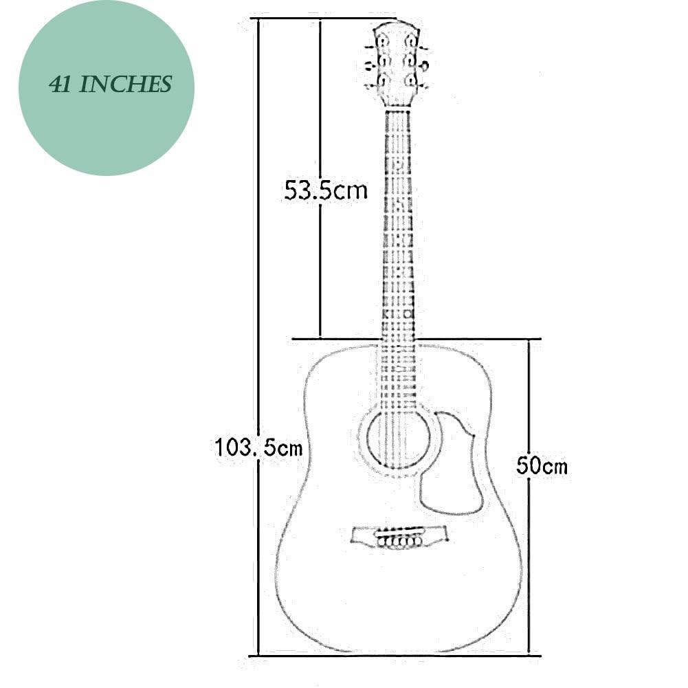 Guitarra Acústica De 41 Pulgadas Para Principiantes (adultos), Guitarra Acústica De Tamaño Completo Con Corte, Incluye Funda, Afinador, Correa, Cuerdas, Púas Y Cejilla.(Black)
