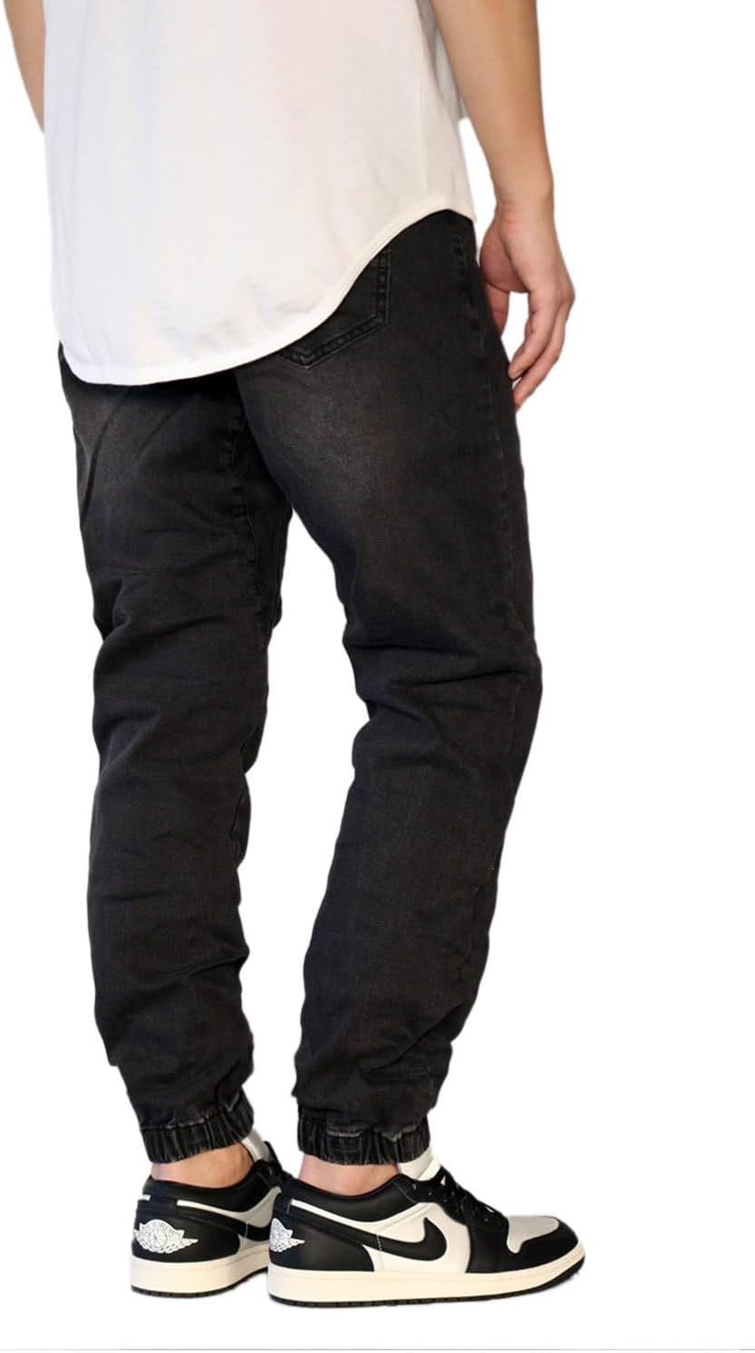 Men's Premium Twill Drop Crotch Jogger Pants S-5XL Denim_black Large