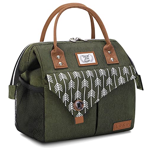Lekesky Insulated Lunch Bag Portable Lunch Box for Office Work Picnic Beach Workout Reusable Tote Lunch Bag Organizer for Women Adult, Green