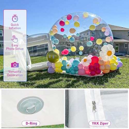 Generic Opblaasbaar doorzichtig bubbelhuis, doorzichtig bubbelhuis voor kinderen, PVC-bubbelhuis van commerciële kwaliteit met ventilator en pomp - Afbeelding 3