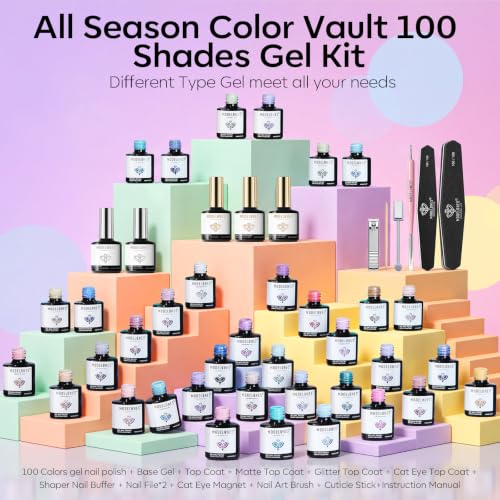 Image of modelones Gel Nail Polish Set 110pcs 100Colors Red Jelly Glitter All Season