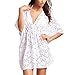 Produktbild DELEY Frauen Badeanzug Spitze Crochet Hohl Out Bikini Cover Up Shirt Bademode Beach Kleid White