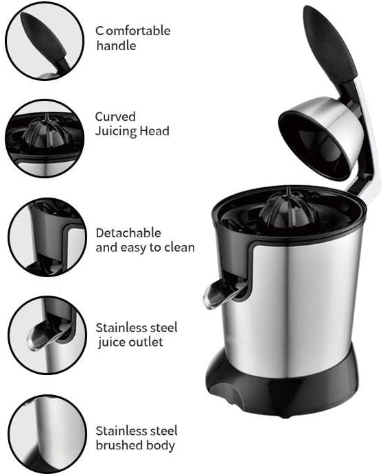 Miniatura 4 de Exprimidor eléctrico de cítricos, máquina exprimidora de naranjas con alto rendimiento de jugo Exprimidor de pomelo de lima manos libres de acero