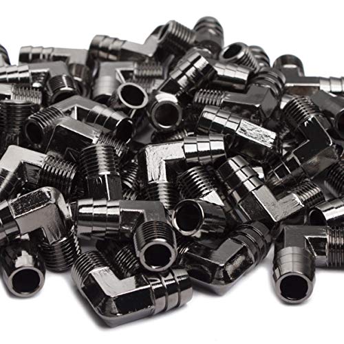 LTWFITTING Black Nickel Plating 90 Degree Elbow Brass Barb Fitting 1/2-Inch ID Hose x 1/4-Inch Male NPT (Pack of 200)
