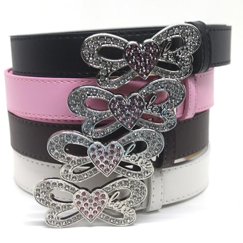 Shinning Rhinestone Waist Belts With Heart&Butterfly Buckle For Rock Fan Adjust Belt For Teens Female Jeans Skirt4