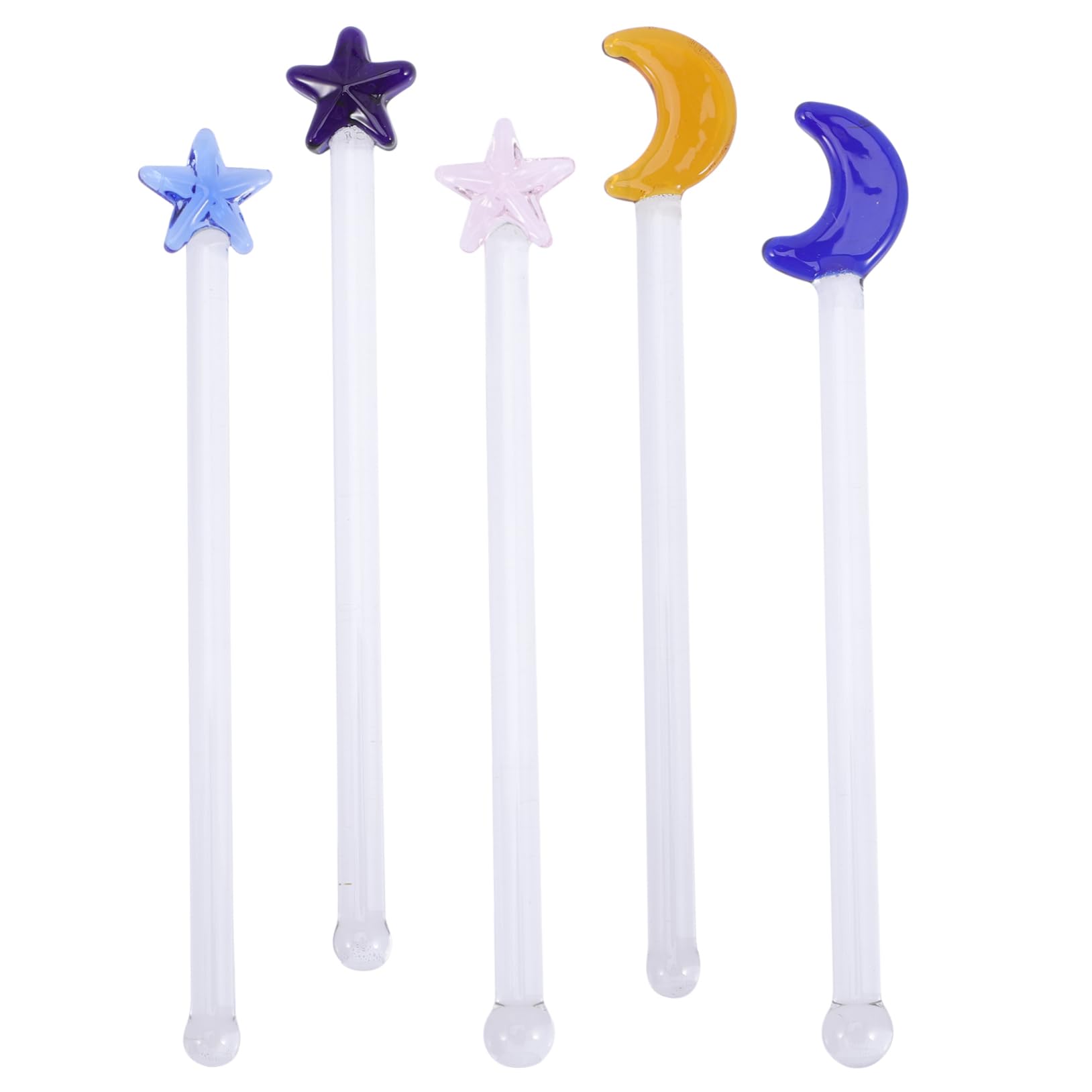 Ciieeo 5Pcs Swizzle Sticks Glass Cocktail Mixing Rods with Heart Shaped Top for Juices and Whiskey Drinks Easy to Clean and Reusable