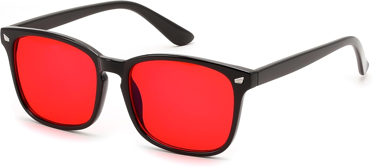 FEISEDY Sleep Blue Light Glasses for Woman Men 99.9% Computer Gaming Red Lens Eyeglasses Reduce Eyestrain G2835