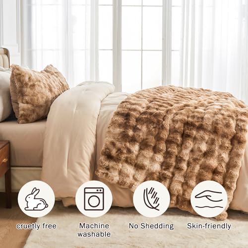 EMME Bubble Decke Sofa Kuscheldecke Kaninchen Plüsch Dicke Decke, Wohndecke Flauschig Sofaüberwurf Couchdecke, Fleecedecke, Flauschige Wohndecke für Couch