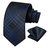 Anchura de la corbata: 3,4 pulgadas (8,5 cm); Longitud de la corbata: 59 pulgadas (150 cm); Tamaño del pañuelo: 10 pulgadas x 10 pulgadas (25 cm x 25 cm); Material: 100 % seda; El paquete incluye: corbata y pañuelo.