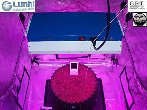 Lumini 450R1 LED Grow Light installed in a grow tent