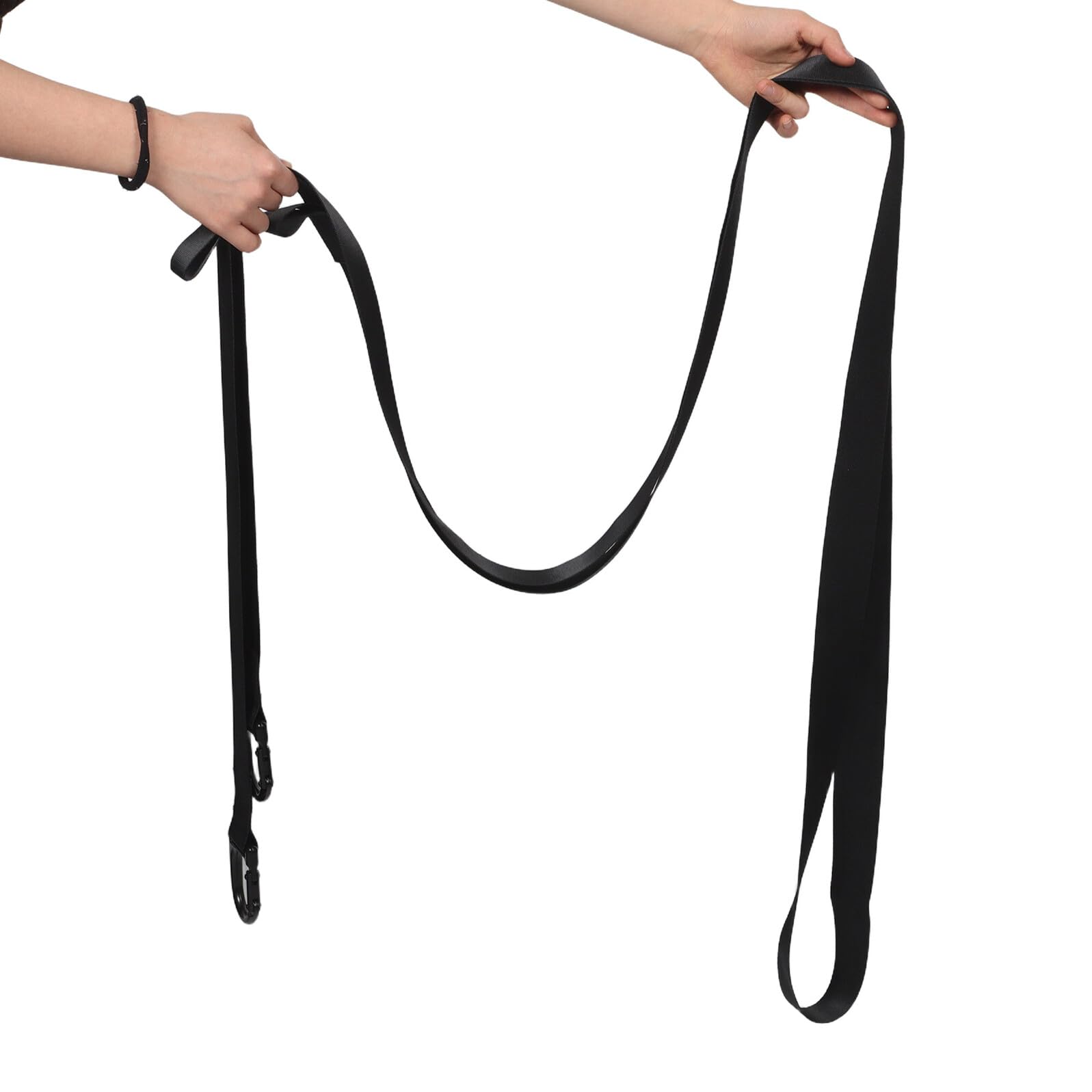 NOLITOY Cuerda de Remolque para Motos de Nieve 5,8 M, Correa Resistente de Poliéster Negra, Equipo de Rescate y Tracción para Atv y Trineos en Clima Frío