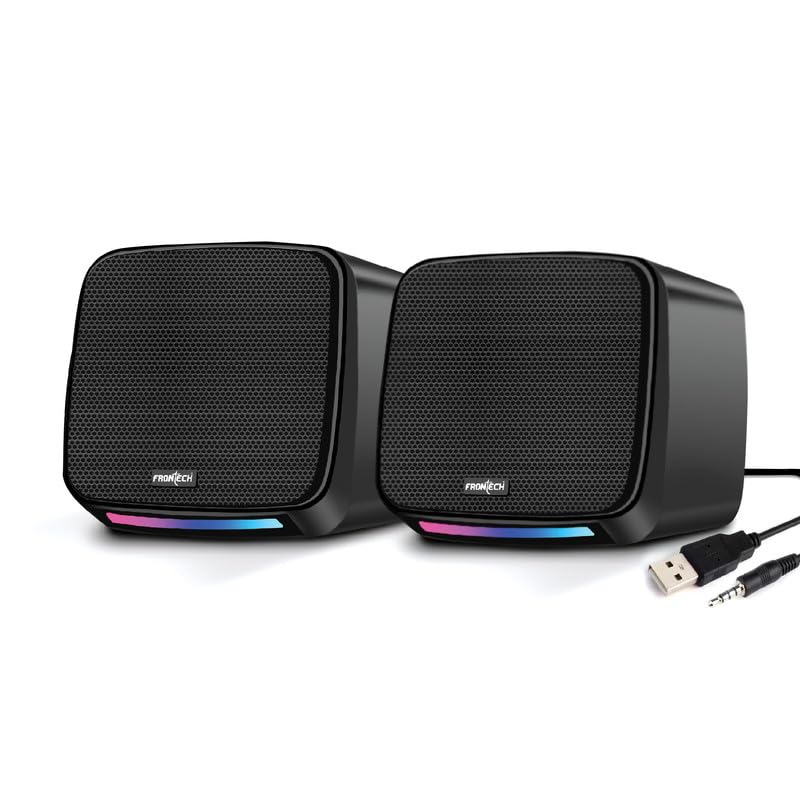 FRONTECH 2.0 USB Powered Multimedia Speakers with RGB Lights | 2 x 3W Drivers (5.2 cm) | AUX Connectivity | for Laptop, PC, Mobile | 1 Year Warranty (SPK-0007, Black)-image-46