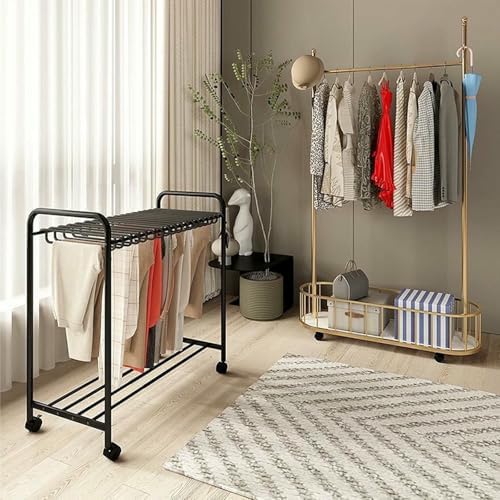 Telescopic Pants Hanger with Wheels, Adjustable Floor Stand for Space-Saving Closet Organization, Multi-Functional Trouser Display