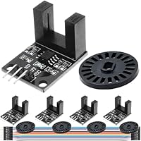 DAOKAI 5 Stück LM393 Fotoelektrischer Sensor H2010 Fotoelektrischer Infrarotsensor mit entgegengesetzter Zählung, Motorgeschwindigkeitssensormodul mit Encoderkabel