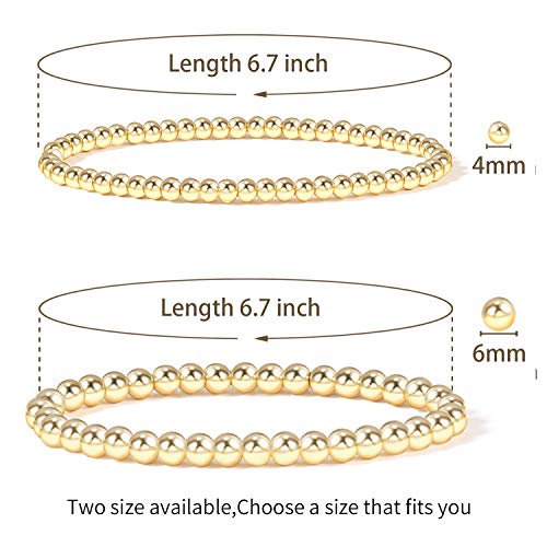 Gold Bead Bracelet For Women,14K Gold Plated Bead Ball Bracelet Stretchable Elastic Bracelet… #TOP1