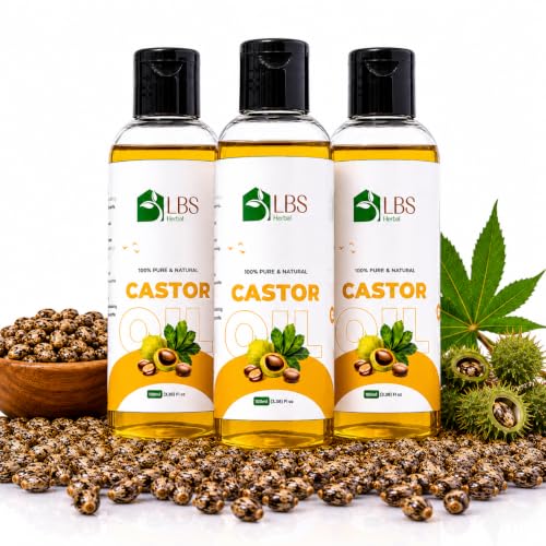 Image of Pure Castor Oil 100% Extra Virgin Cold Pressed | Natural Carrier Oil for Hair, Scalp & Skin Care | Deep Moisturizing Hair Oil for Dry & Healthy Looking Hair | 100ml (Pack of 3)