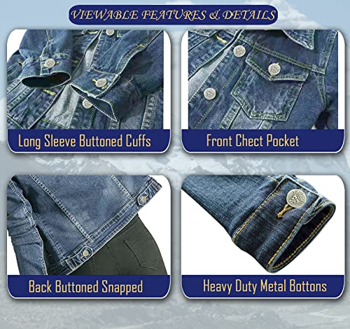 Skylinewears Women's Denim Classic Jackets Long Sleeve Soft Stretch Fit Versatile Button Down Crop Blue Jean Jacket3
