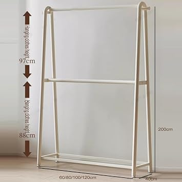 Double Layer Pole Hanger, Coat Rack Stand, for Coats, Hats, Scarves and Handbags, Entryway, Hallway, Bedroom, Office Clothes Rack(Black,80x40x200 cm)