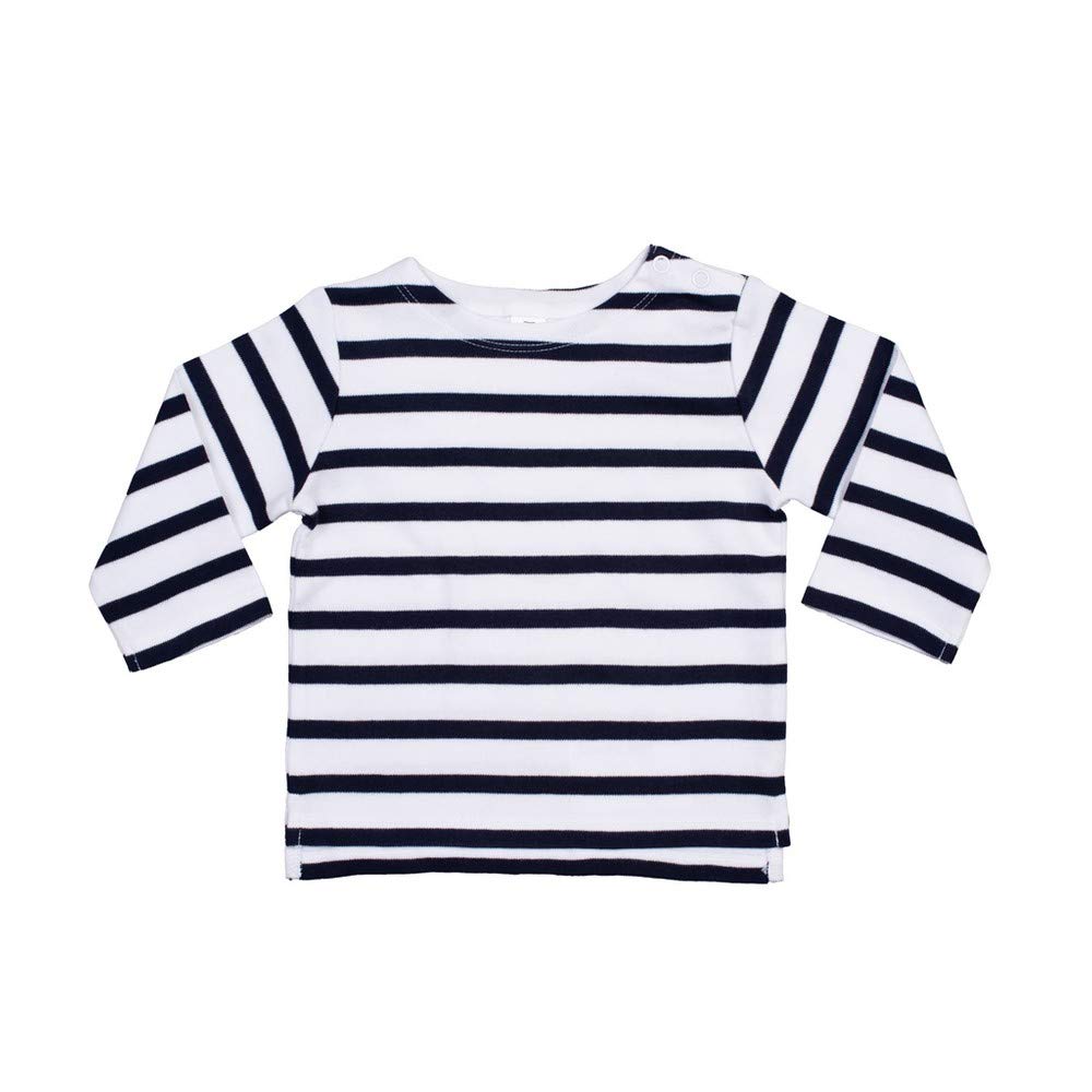 Babybugz Baby Breton Top (12-18 Months) (White/Nautical Navy)