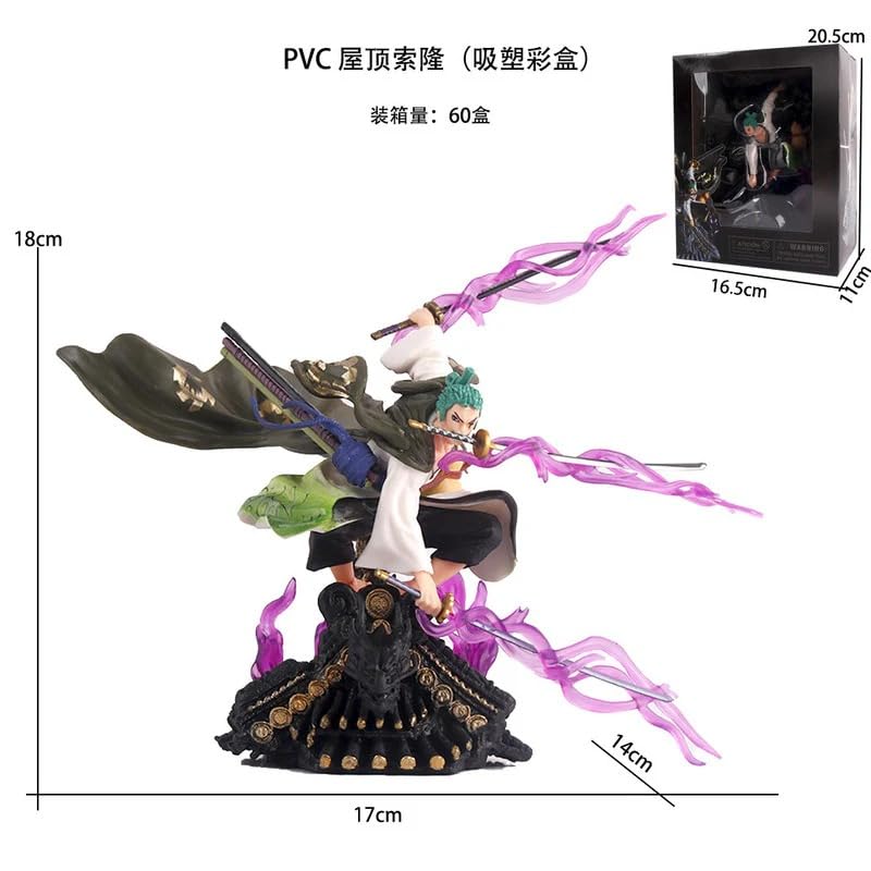 Image of Zoro Three Sword Style Action Figure 18CM Anime Collectible PVC Statue with Dynamic Battle Pose, Display Model for Desk Decor, Shelf Decoration, Anime Fans & Collectors (Zoro Tree)