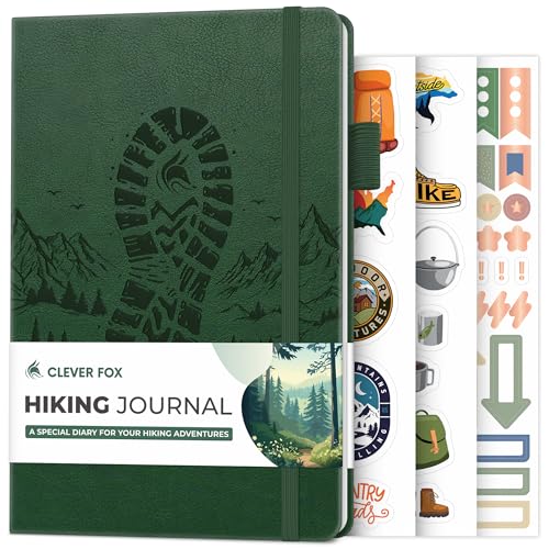 Clever Fox Hiking Journal for Outdoor Enthusiast – Unique Travel Notebook Diary for Traveler Women & Men – Best Gifts for Hikers & Campers – Cool Camping Log Book (Forest Green)