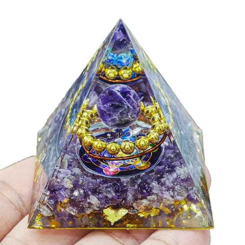 AierCrystal Natural Mineral Crystal Pyramid Energy Healing Meditation Aid Feng Shui Protection Home Decor Versatile Gift Option(2inch Pyramid Amethyst)